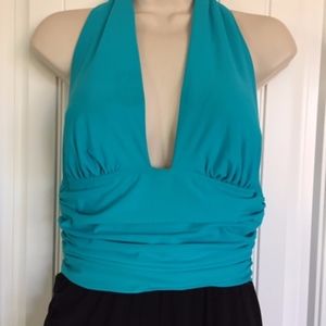 Halter top Swim Dress with split skirt